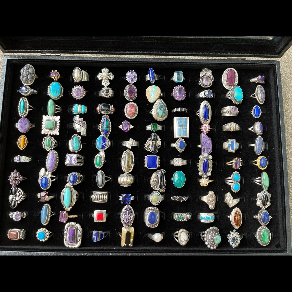 Tons of Sterling Silver and Precious Stobes/Gems Artisan Designer Rings - Picture 1 of 7